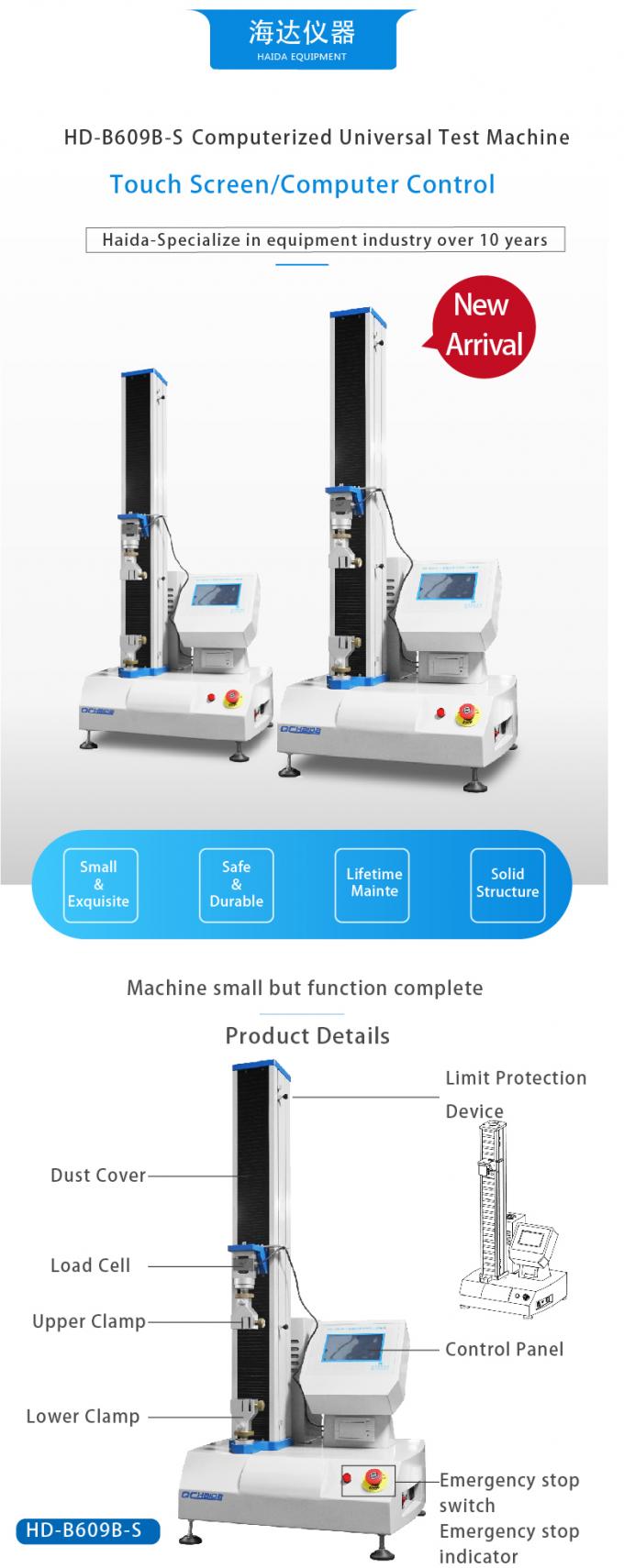 Single Column Electronic Tensile Strength Test Machine 2000kg