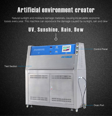 ISO 4892-3 Textile Testing Equipment UV Aging Test Chamber Water Usage 8L/Day